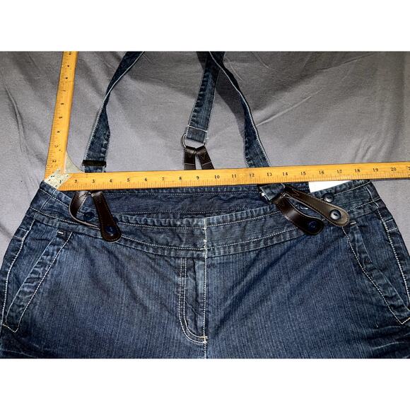 Ann Taylor LOFT Jeans Women's Sz 16 Blue Y2K Full Leg Wide Denim Suspender Jean - Picture 13 of 16